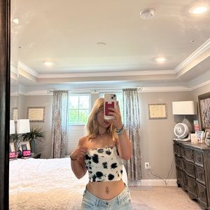 White and blue tie-dye crop top size small from AéRopostale
